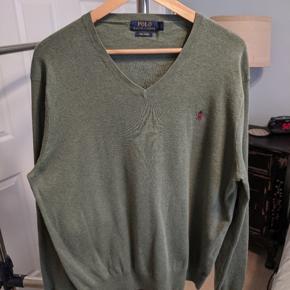 Polo Ralph Lauren v neck sweater sage heathered L - Picture 3 of 5